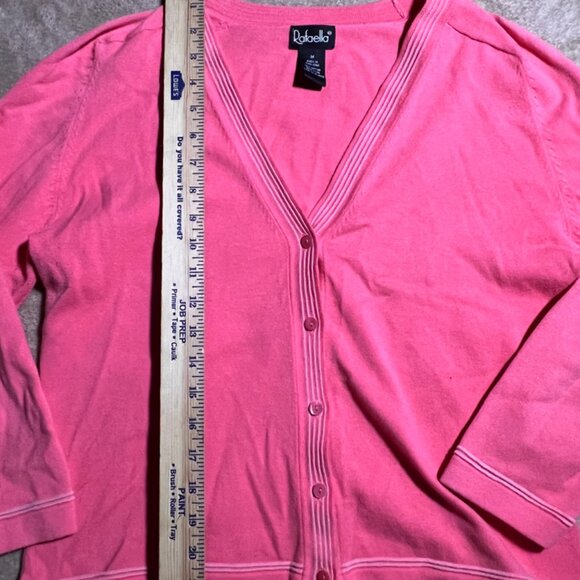 Rafaella Sz Medium Cardigan Top Pink Long Sleeve Button Front Cotton Poly (D) - Picture 6 of 8